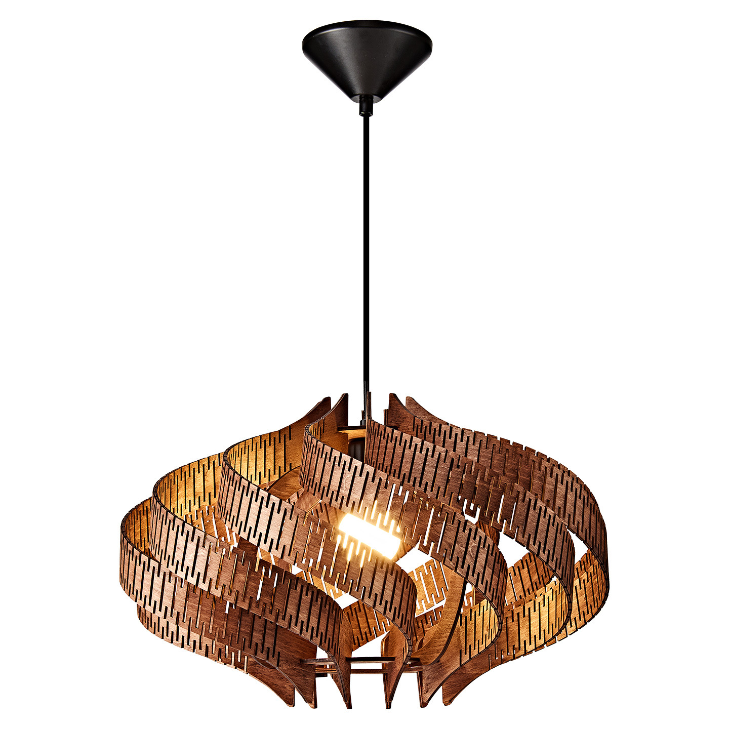 Svolkram Modern Twisted Spiral Wooden Pendant Light Svolkram Modern Twisted Spiral Wooden Pendant Light Natural Wood Sculptural