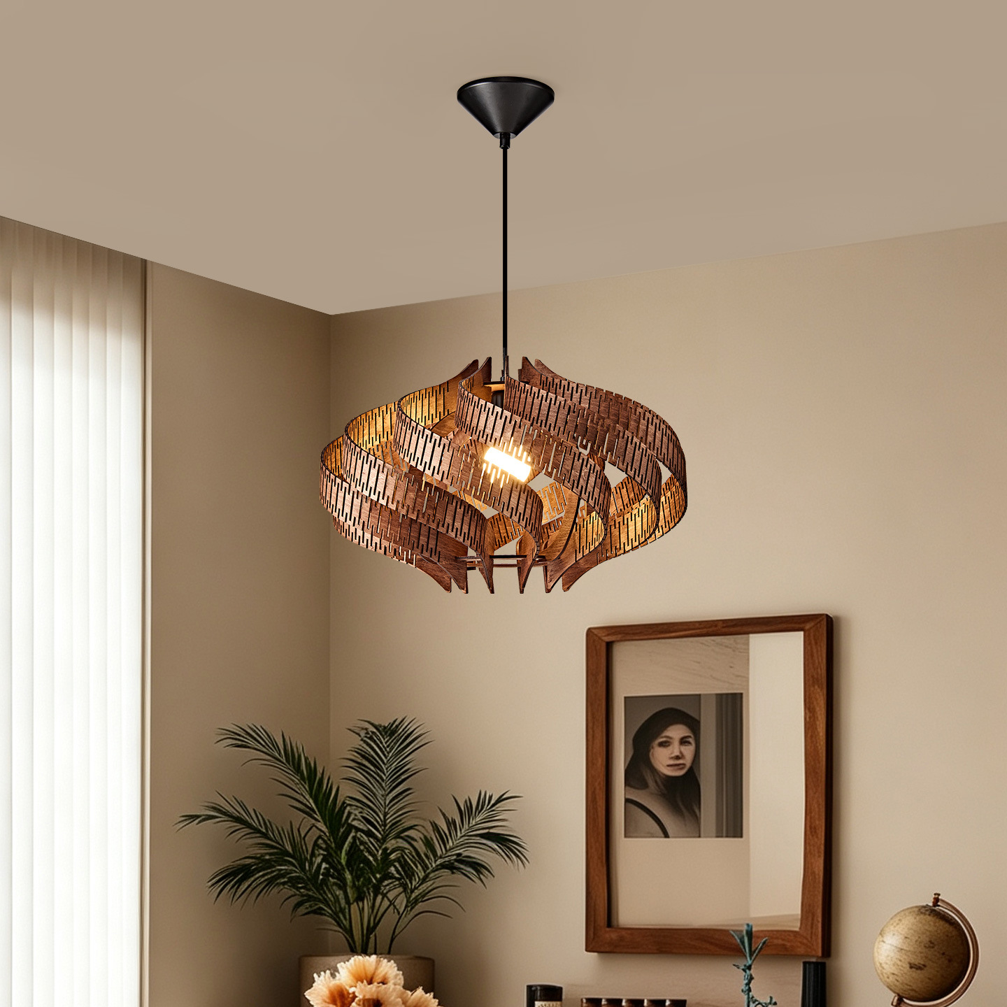 Svolkram Modern Twisted Spiral Wooden Pendant Light Svolkram Modern Twisted Spiral Wooden Pendant Light
