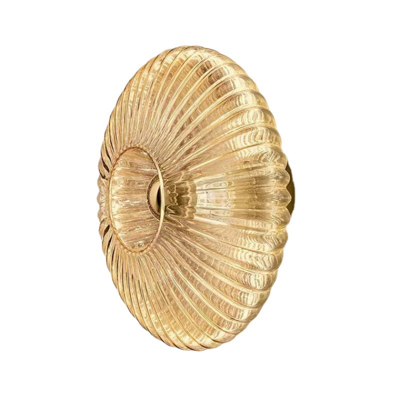 Vindlaro Modern Ribbed Shell Radiant Sunburst Wall Light Vindlaro Modern Ribbed Shell Radiant Sunburst Wall Light Amber Round