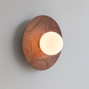 Home Vindsora Scandinavian Eclipse Wooden Disc Wall Light Natural Wood