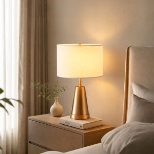 Yeukija Modern Cloth Drum Shade Beacon Table Lamp