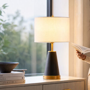 Yeukija Modern Cloth Drum Shade Beacon Table Lamp Living Room Hdb